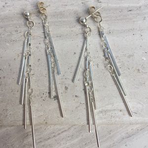 Silver Fringe front/back Post Earrings